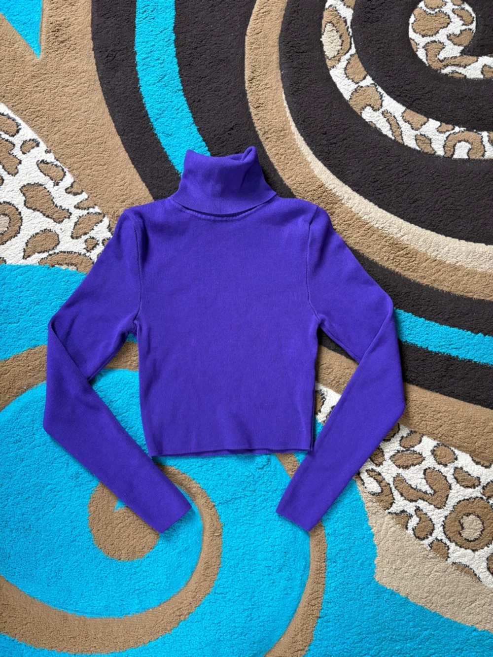 Zara Vibrant Purple Knit Turtleneck Top
